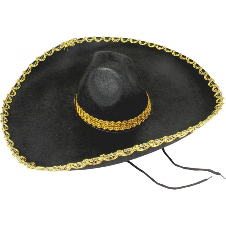 BFS   Sombrero Meksika Şapkası Mariachi Altın Şeritli Yetişkin Boy