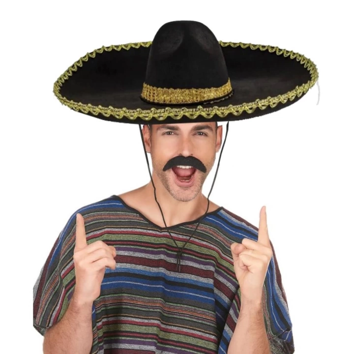 BFS   Sombrero Meksika Şapkası Mariachi Altın Şeritli Yetişkin Boy