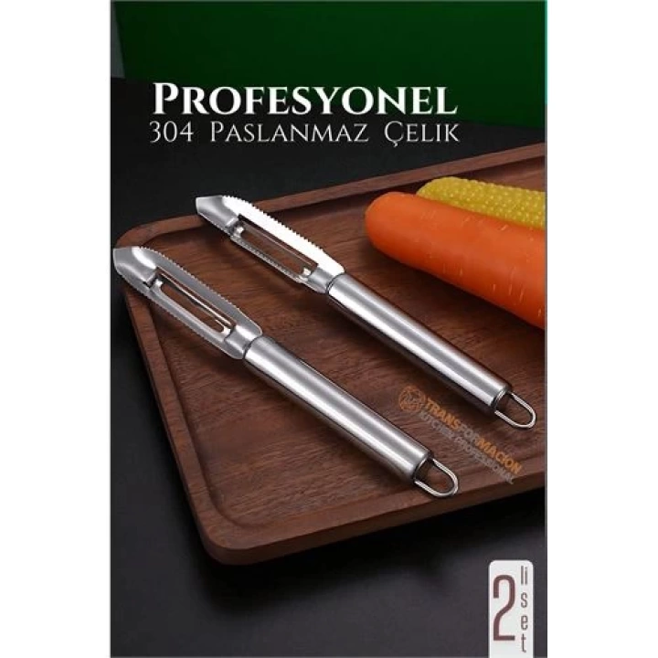 BFS  Soyacak Seti - Sebze Soyacağı Kabak Oayacağı Profesyonel Paslanmaz Çelik 2 li SET