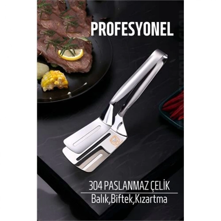 BFS  Spatulalı Maşa Biftek Balık Maşası 304 Paslanmaz Çelik