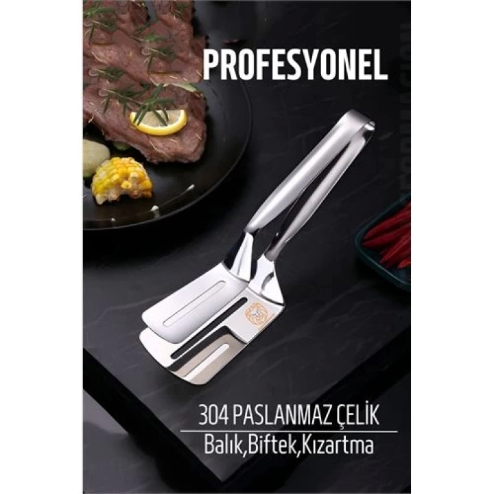 BFS Spatulalı Maşa Biftek Balık Maşası 304 Paslanmaz Çelik