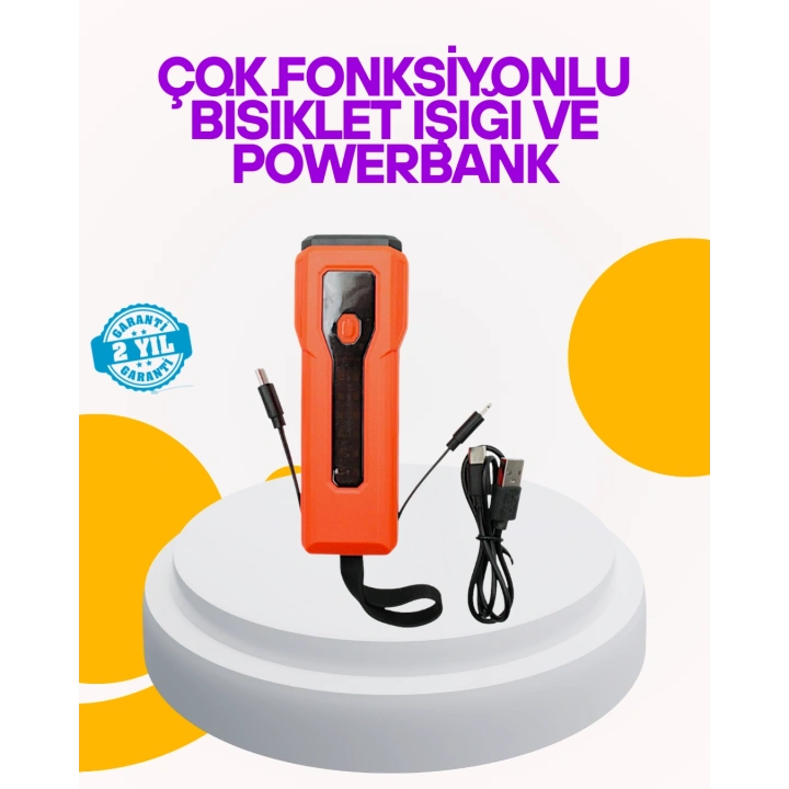 BFS Su Geçirmez Bisiklet Işığı 5000 mAh Powerbankli Ön Far