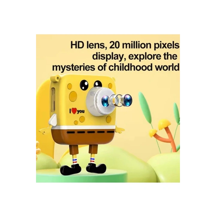 BFS Sünger Bob Tasarımlı Yeni Nesil Çocuk Dijital Mini Fotoğraf Makinesi Çift Kamera