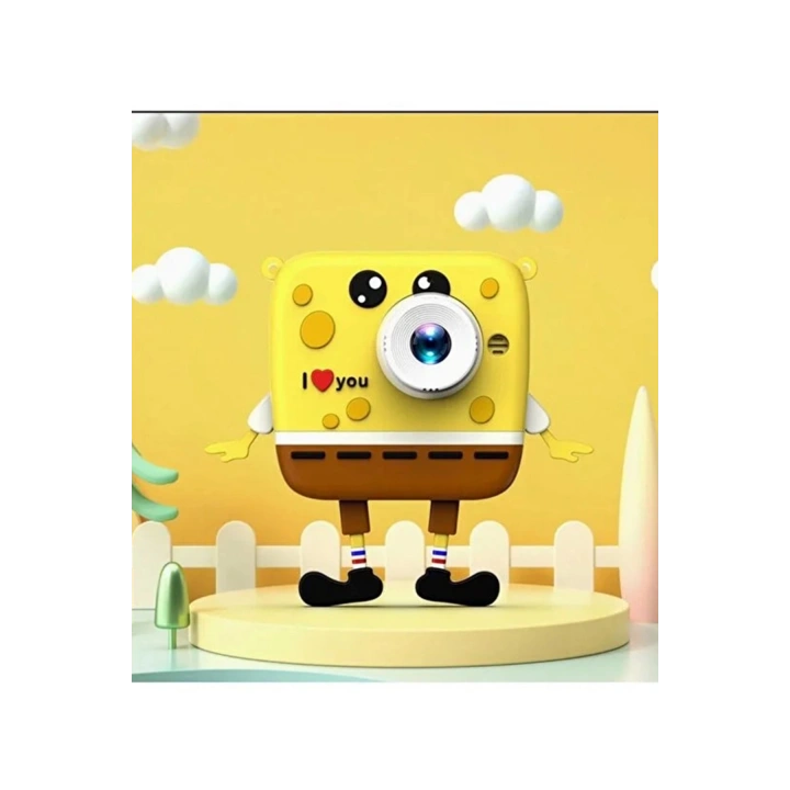 BFS Sünger Bob Tasarımlı Yeni Nesil Çocuk Dijital Mini Fotoğraf Makinesi Çift Kamera