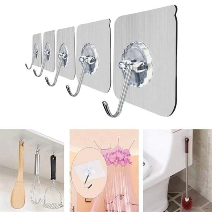 BFS  Süper Güçlü Yapışkanlı Suya Dayanıklı Şeffaf Askı 5li Set Yeniden Kullanılabilir Kancalar