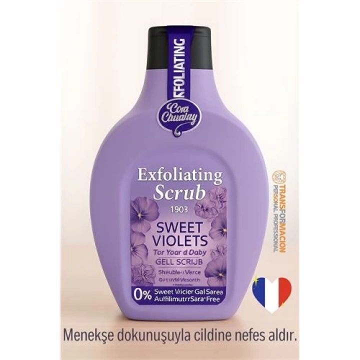 BFS  Sweet Violets Vücut Peelingi 500 ml - Peeling Jel – 1903 Serisi, 0% Sülfat Vücut Scrubı