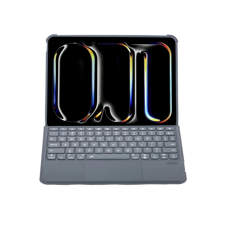 BFS  T5510D iPad Pro 13 (2024) Kılıf Palermo Ledli Klavyeli Standlı Tablet Kılıfı - Siyah