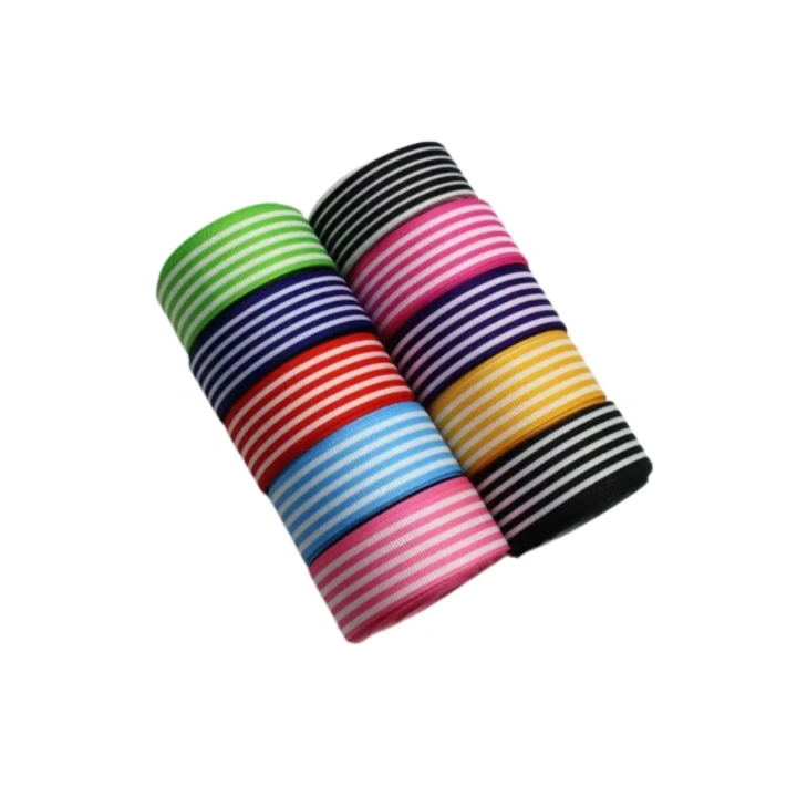 BFS Tafta Çizgi Desen Kurdele 25 mm Pudra 5 Metre