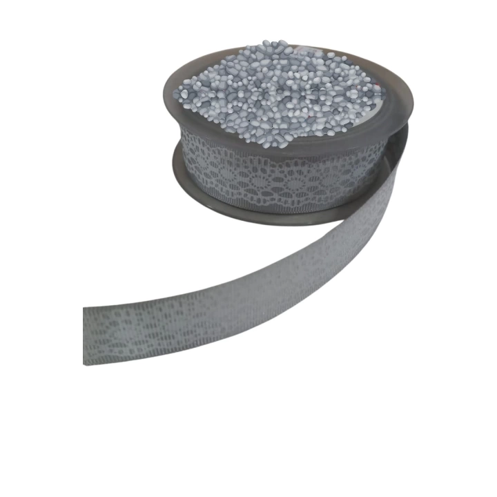 BFS Tafta Dantel Görünümlü Kurdele Gri 25 mm 5 Metre