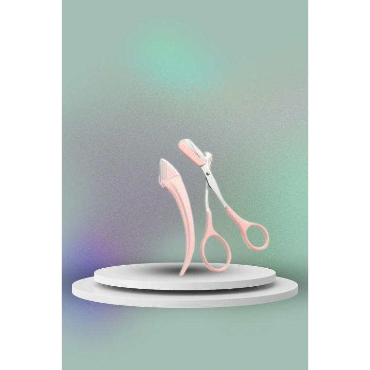 BFS Taraklı Kaş Bıyık Makası Ve Kaş Ustura Seti Kaş Bıyık Tüy Alma Epilasyon Aleti 2li Set