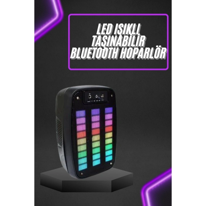 BFS Taşınabilir 6.5 inç LED Bluetooth Kareoke Hoparlör RGB Işıklı Radyolu