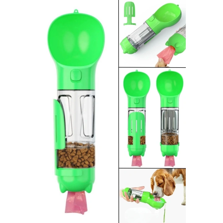 BFS  Taşınabilir Hazneli Mama Kaplı ,Kaka Poşetli Kedi,Köpek Suluğu-300ml