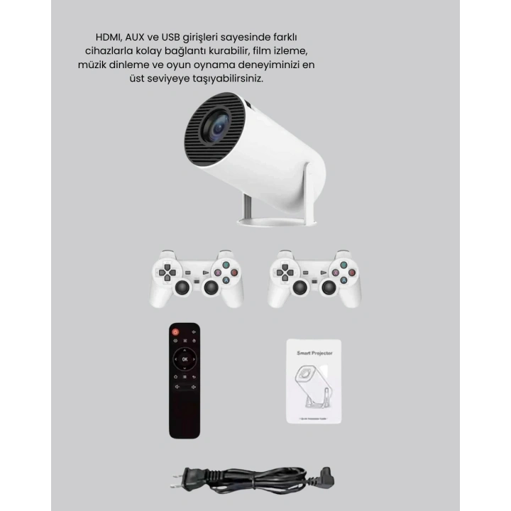 BFS Taşınabilir Projeksiyon Cihazı 4K Destekli Wi-Fi Kablosuz Ekran Yansıtma