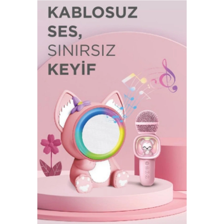 BFS Taşınabilir Rgb Işılı Sevimli Figürlü Mikrofonlu Karaoke Bluetooth Hoparlör