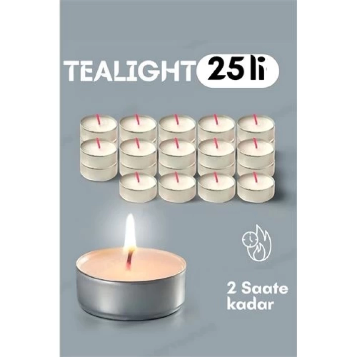 BFS  Tealight Mum 25 Adet - Kokusuz Dekoratif Mum