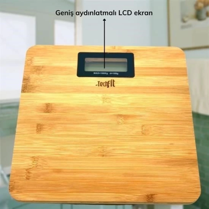 BFS  Techfit Bambu Banyo Baskülü Yüksek Hassasiyetli Darbelere Dijital Dayanıklı Terazi Tf 1065 M