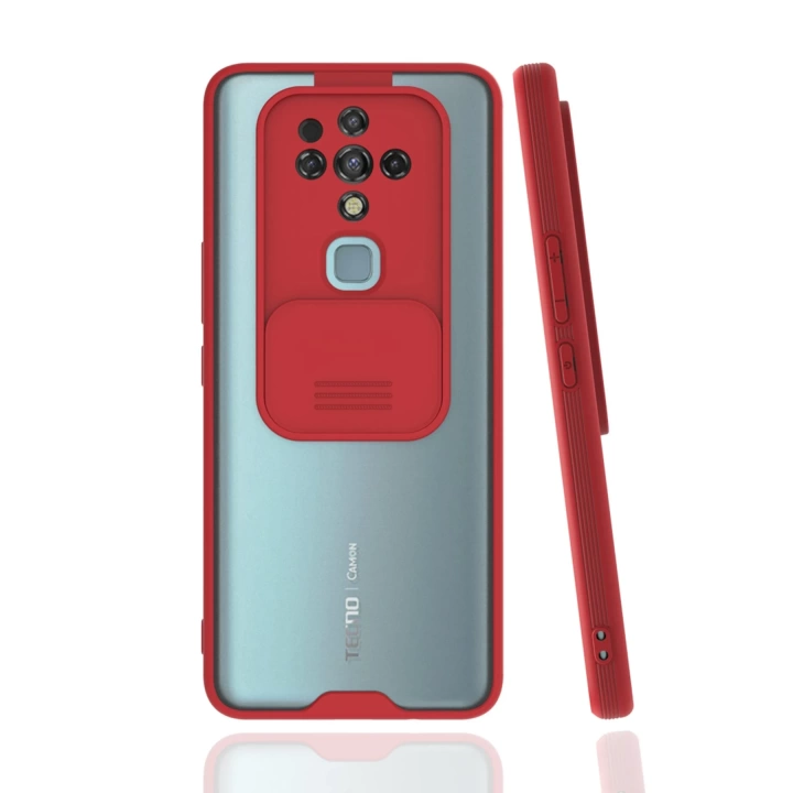 BFS  Tecno Camon 16 Kılıf Platin Kamera Koruma Silikon - Kırmızı
