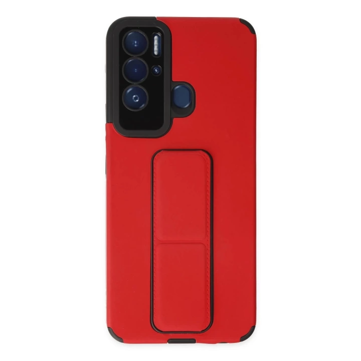 BFS  Tecno Pova Neo Kılıf Mega Standlı Silikon - Kırmızı