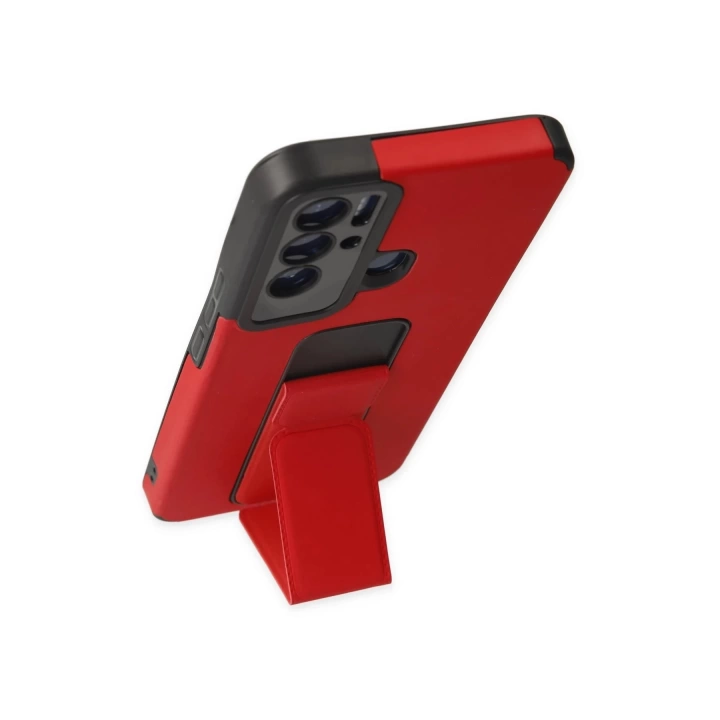 BFS  Tecno Pova Neo Kılıf Mega Standlı Silikon - Kırmızı