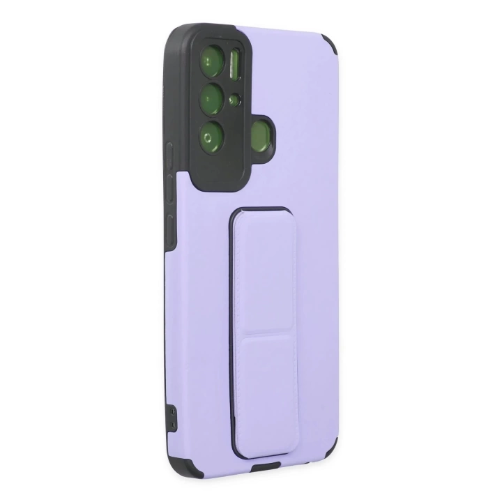 BFS  Tecno Pova Neo Kılıf Mega Standlı Silikon - Lila