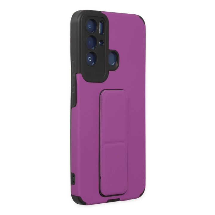BFS  Tecno Pova Neo Kılıf Mega Standlı Silikon - Mor