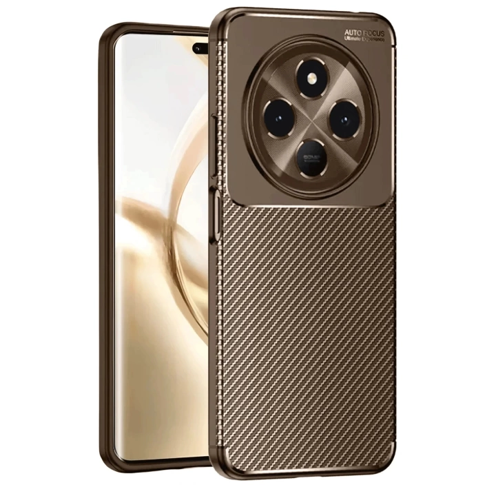BFS  Tecno Spark 30 Kılıf Auto Focus Karbon Kapak - Kahverengi