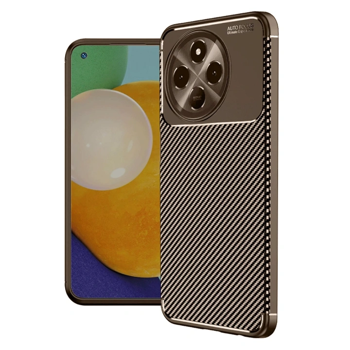 BFS  Tecno Spark 30 Pro Kılıf Auto Focus Karbon Kapak - Kahverengi
