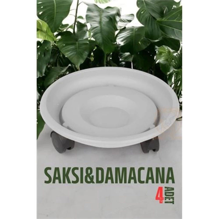 BFS Tekerlekli Saksı Altığı 4 ADET 37 CM BEYAZ