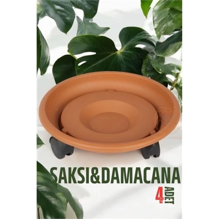 BFS Tekerlekli Saksı Altığı 4 ADET 37 CM KAHVE