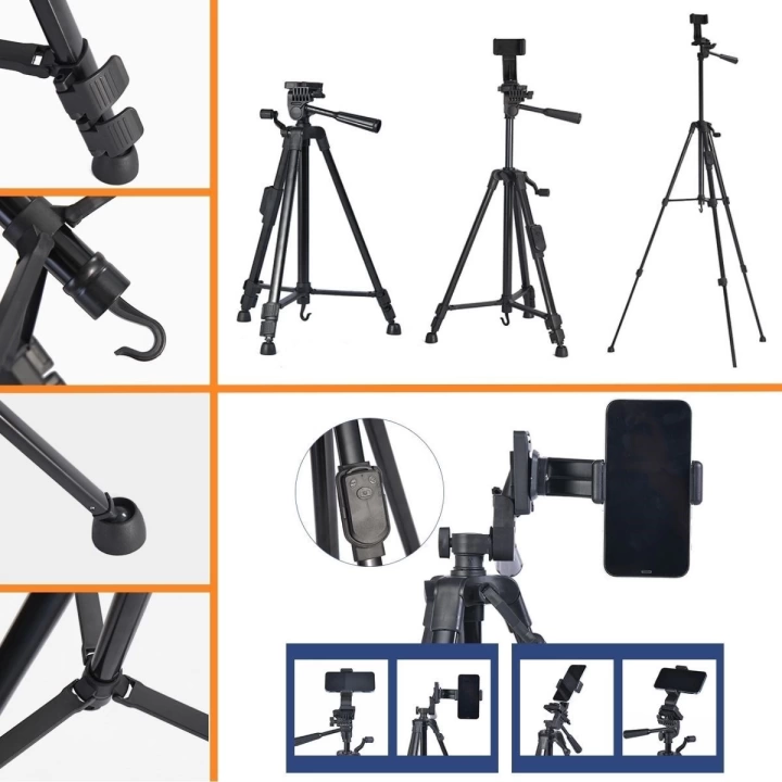 BFS  Telefon ve Fotoğraf Makinası Takılabilen Bluetooth Kumandalı 146 cm Tripod