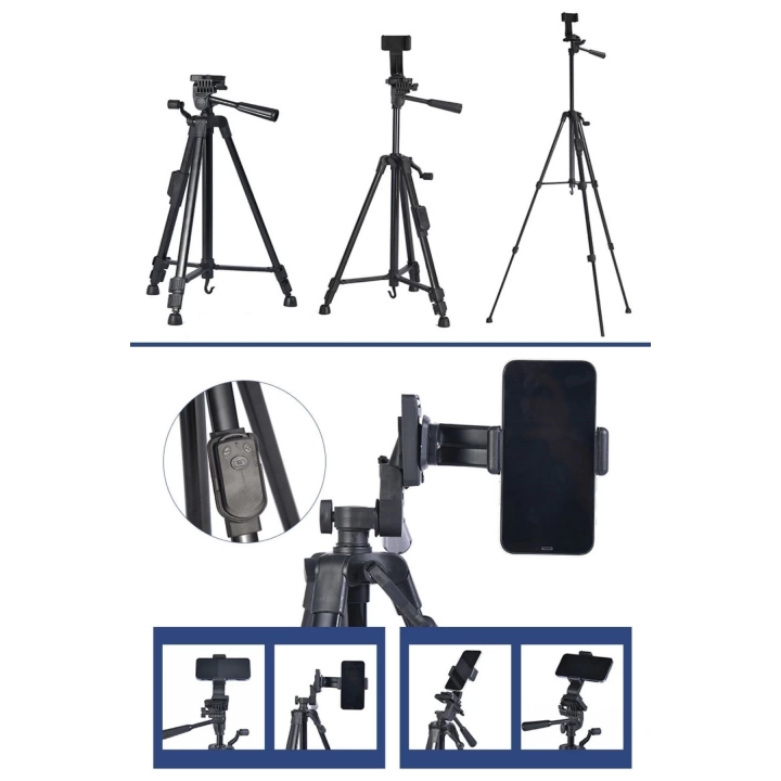 BFS  Telefon ve Fotoğraf Makinası Takılabilen Bluetooth Kumandalı 146 cm Tripod