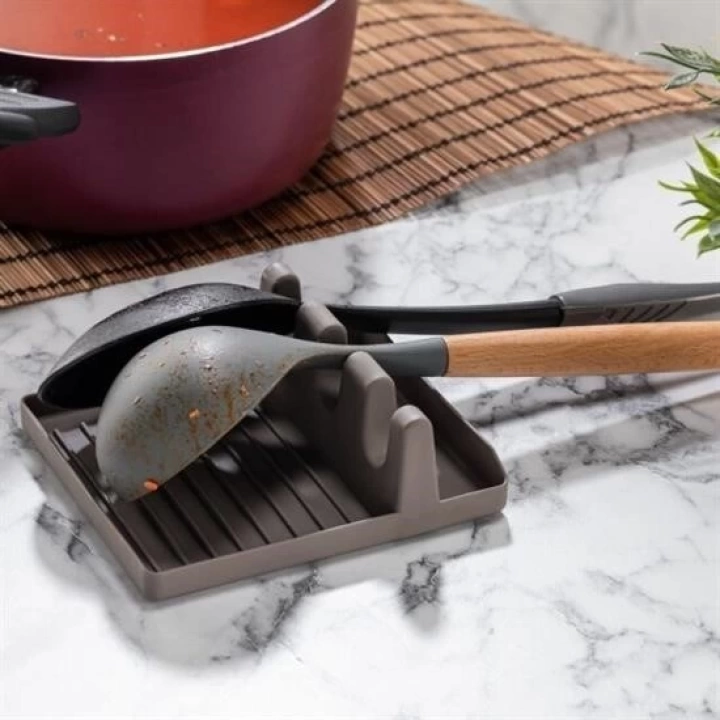 BFS  Tencere Kapak Tutuculu Kaşıklıklı Tencere Kapak Standı Pratik Kaşık Kepçe Altlık Düzenleyici