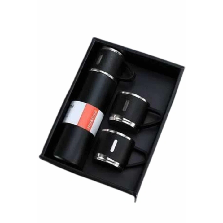 BFS Termos Seti Paslanmaz Çelik 3 Bardaklı Vakumlu Termos Set 500 Ml 12 Saate Kadar Isı Koruma