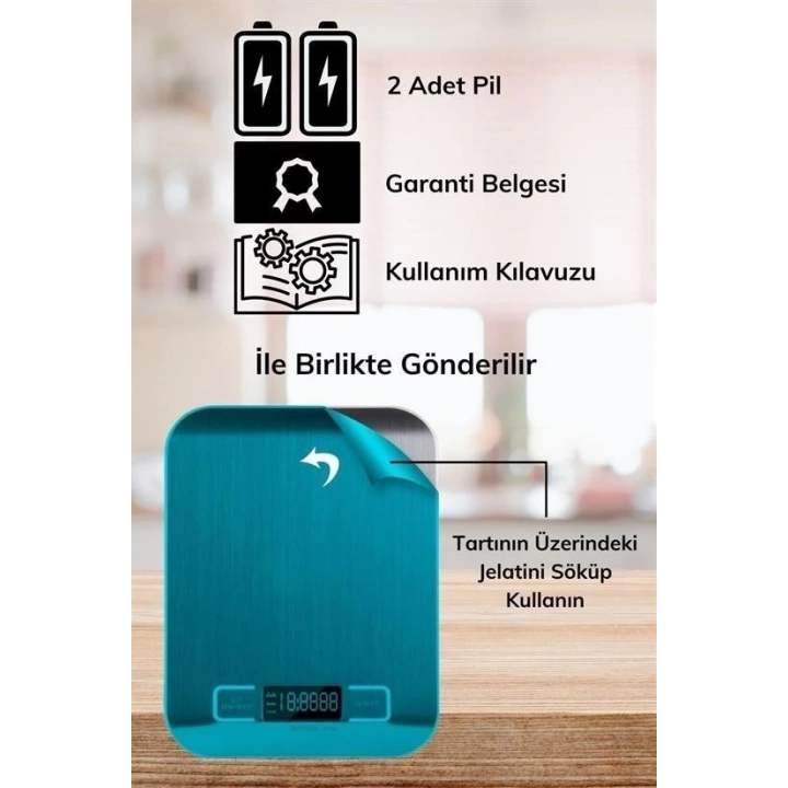 BFS  TF 1002 Hassas Ölçümlü  Maksimum 5 Kg Kapasiteli Led Ekran Platin Dijital Mutfak Tartısı