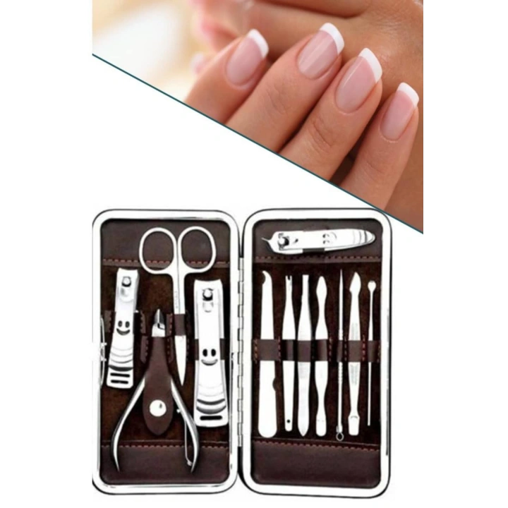 BFS Tırnak Bakım Seti Tırnak Düzeltme Batık 12 Parça Çanta Tipi Manikür Pedikür
