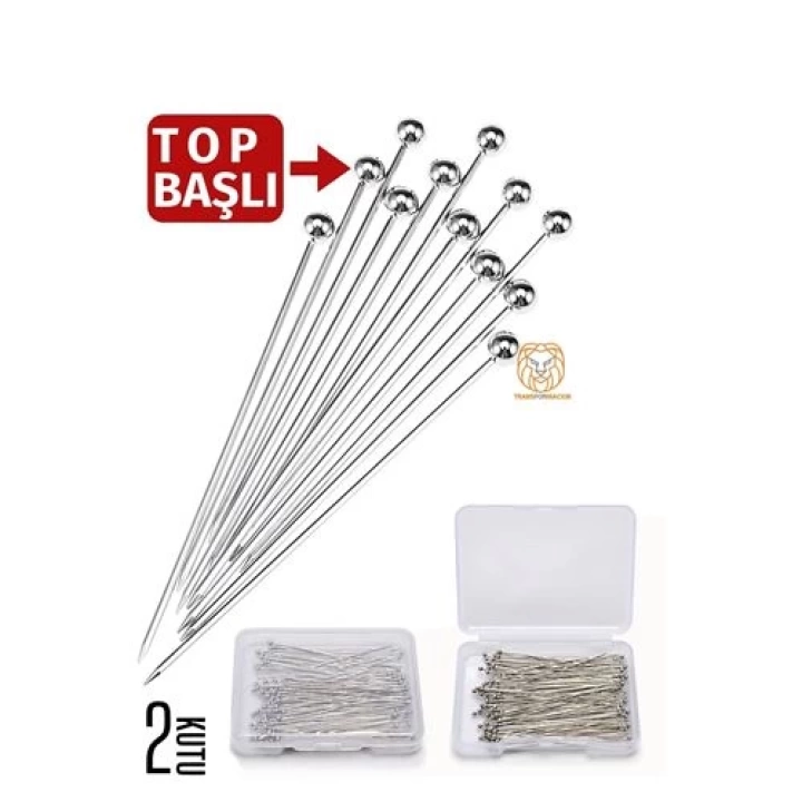 BFS Top Başlı İğne 2 Kutu 100 Adet Başörtü İğnesi Toplu İğne