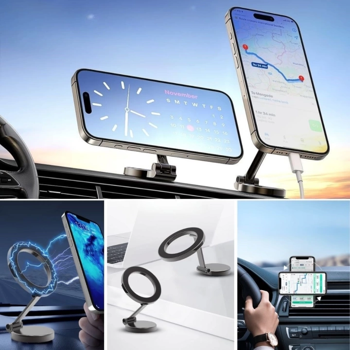BFS  Tüm Telefonlarla Uyumlu Manyetik Araç Telefonu Tutacağı Katlanır 360 Derece Dönen Telefon Standı