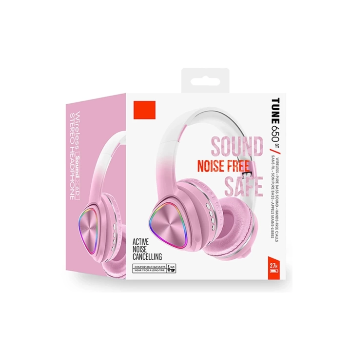 BFS  Tune 650 BT RGB Kablosuz Kafaüstü Kulaklık - Pembe