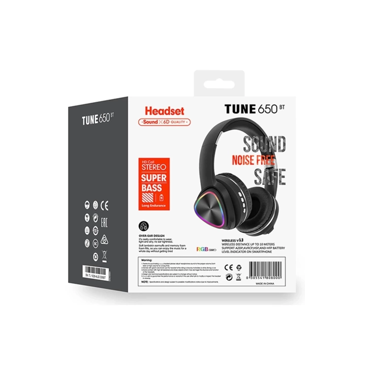 BFS  Tune 650 BT RGB Kablosuz Kafaüstü Kulaklık - Siyah