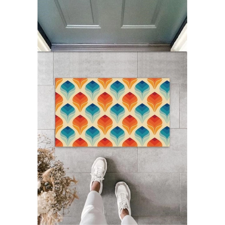 BFS Turuncu Kapı Önü Paspası Lale Motif Desen  K-3255