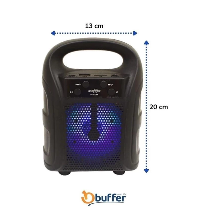BFS Tutmalı Mini Hoparlör Işıklı Taşınabilir Bluetooth Wireless Radyolu Sd Kart ve USB Girişli Hoparlör