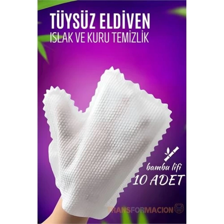 BFS  TüysüzTemizlik Eldiveni Islak ve Kuru Temizlik Eldiveni Bambu Lifi