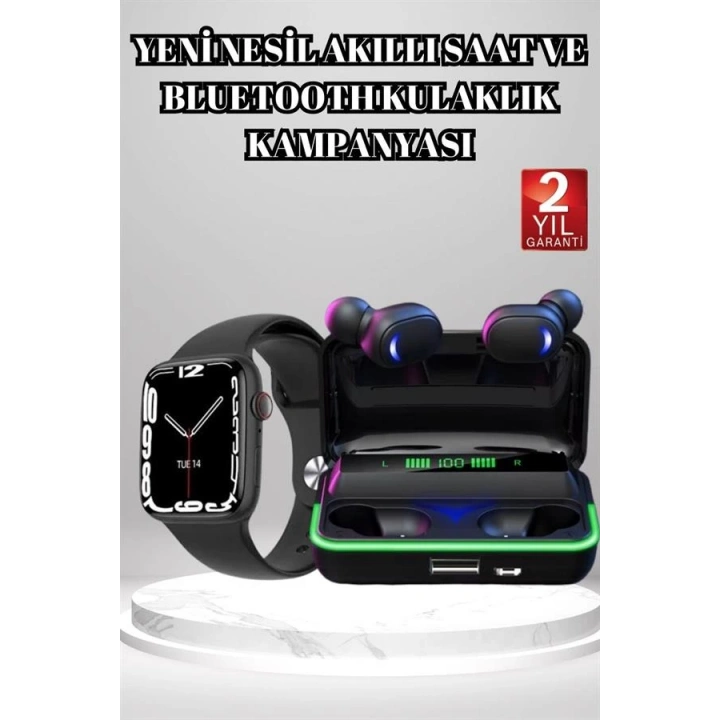 BFS Ucuz ve Kaliteli Kulaklıklı Saat Seti Bluetooth Bağlantılı Akıllı Saat ve Kulaklık