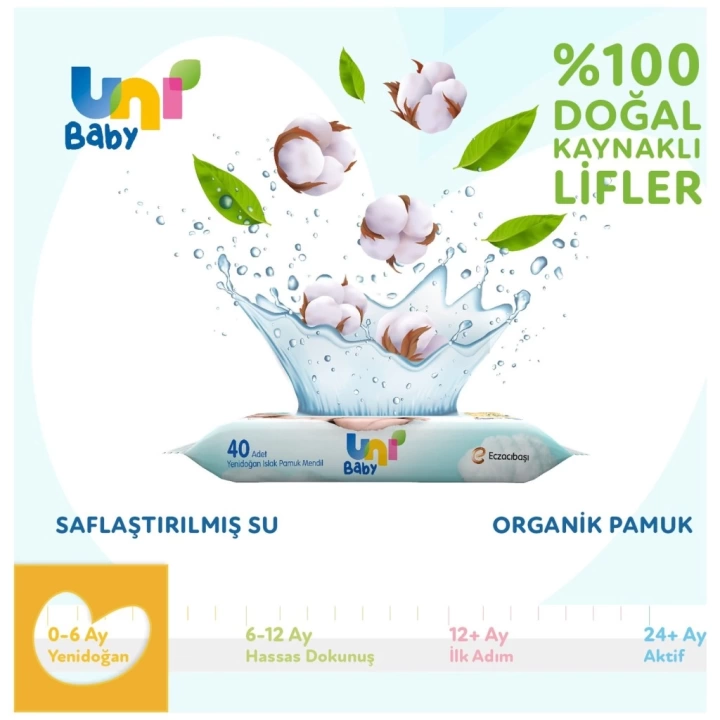 BFS   Uni Baby Yenidoğan Islak Havlu Mendil 3Lü 120 Yaprak