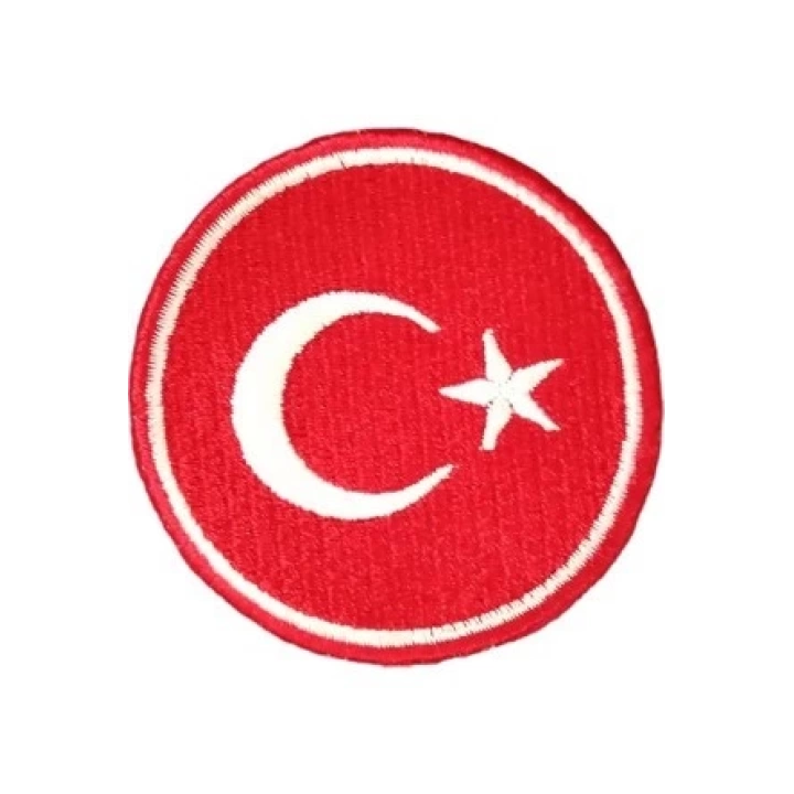 BFS  Ütü İle Yapışan Türk Bayrağı Yuvarlak Küçük Arma 3 cm