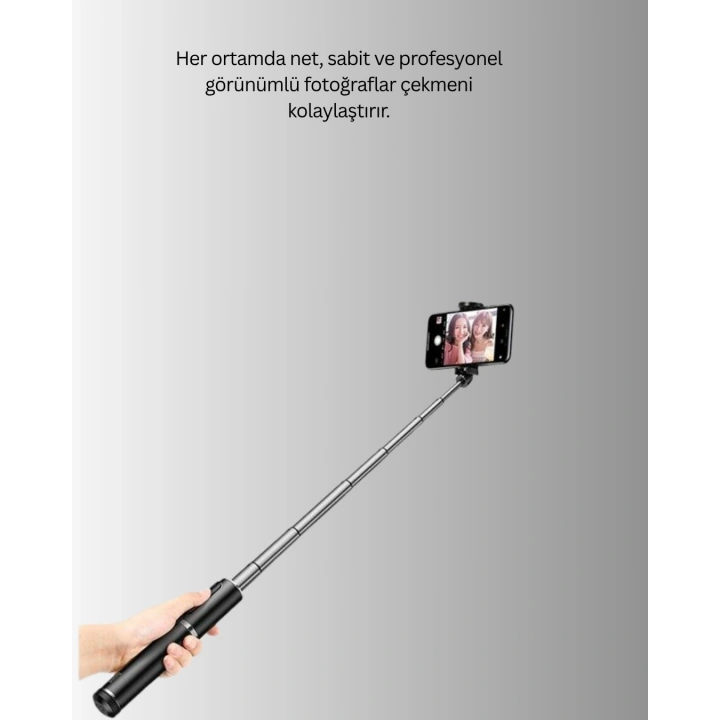 BFS Uzaktan Kumandalı Bluetooth Selfie Çubuğu– Işıklı, 130 cm Ayarlanabilir
