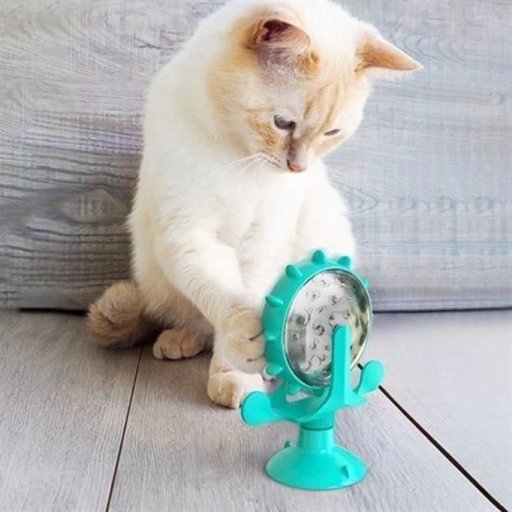 BFS  Vantuzlu Zilli İnteraktif Dönebilen Mama Kaplı Renkli Eğlenceli Eğitici Kedi Oyuncağı