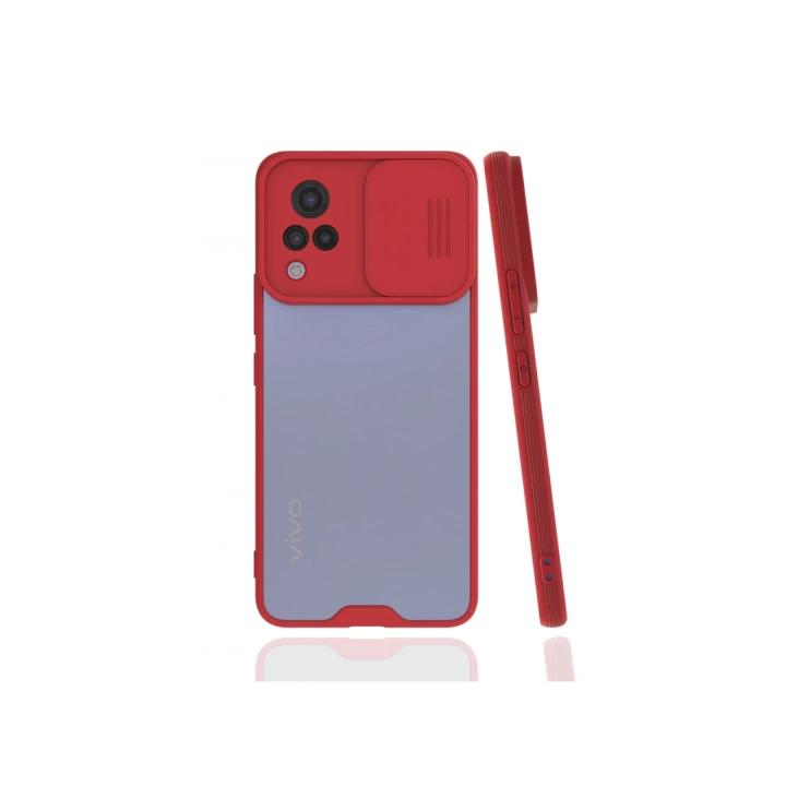 BFS  Vivo V21 Kılıf Platin Kamera Koruma Silikon - Kırmızı
