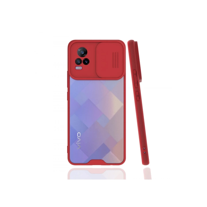 BFS  Vivo V21e Kılıf Platin Kamera Koruma Silikon - Kırmızı