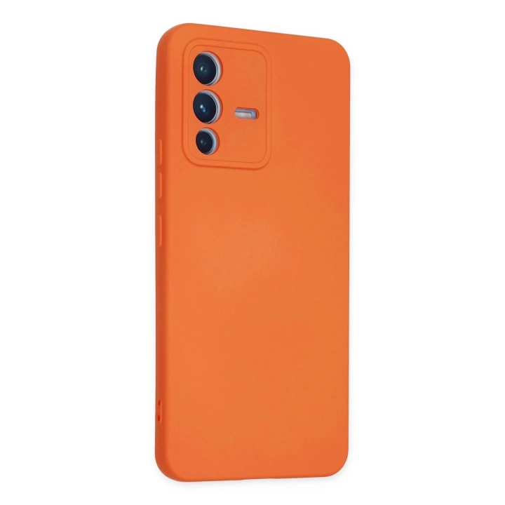 BFS  Vivo V23 5G Kılıf Nano içi Kadife Silikon - Turuncu